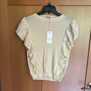 VICI Cream Ruffle Sleeve Women's Top